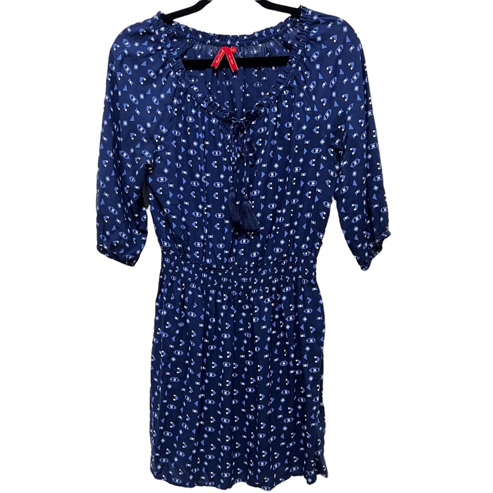 2/$8 Red camel navy geometric dress